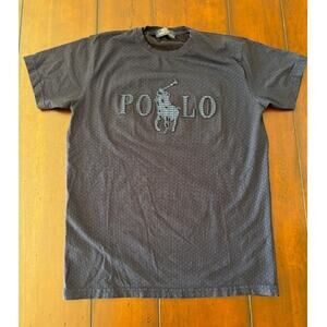 Polo Ralph Lauren Men’s Small Dark Blue Polka Dot T Shirt Raised Logo
